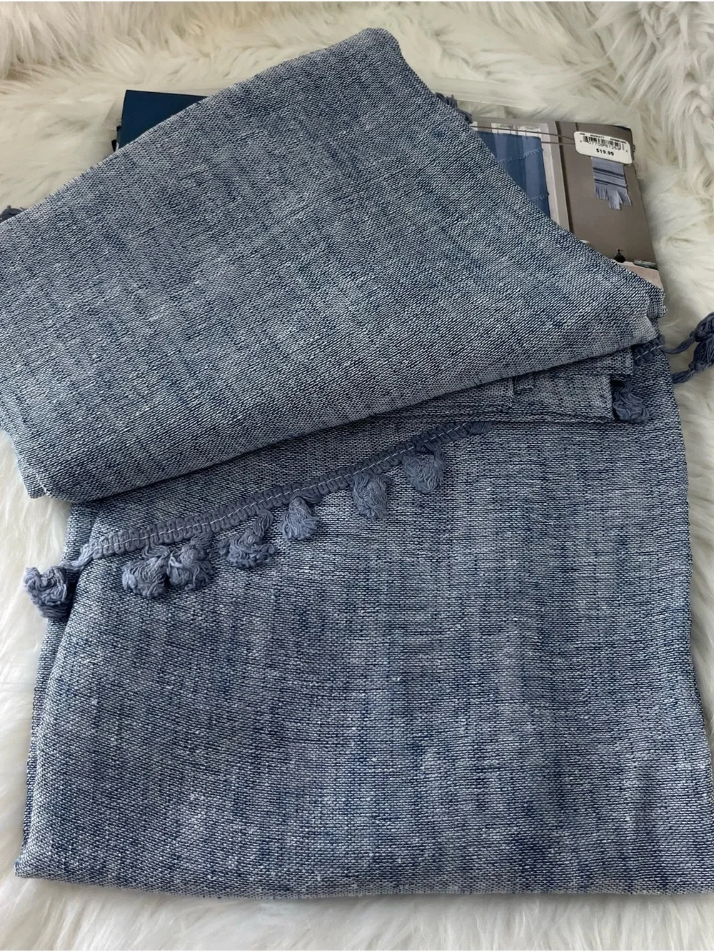 Bliss & Summer Acres of Style Natural‎ Denim Tassel Shower Curtain 70x72